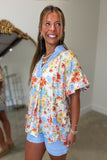 Umgee Blossom Lane Puff Sleeve Top Coral