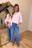Fall Oversized Cable Knit Sweater Top Pink
