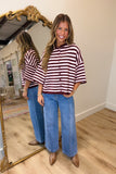 November Chill Striped Sweater Maroon Pink
