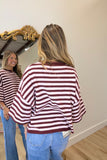 November Chill Striped Sweater Maroon Pink