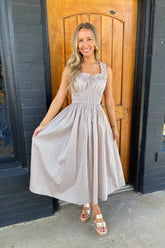 Louisane Stripe Dress Beige