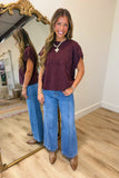 Delaney Drop Shoulder Cable Knit Sweater Maroon