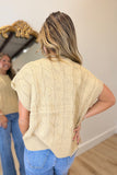 Delaney Drop Shoulder Cable Knit Sweater Tan