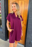 Go Team V Neck Dress Burgundy