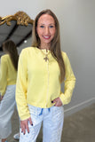Soft Scallops Trimmed Cardigan Sweater Yellow
