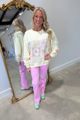 Floral Patchwork Sweatshirt Yellow