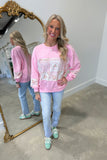Floral Patchwork Sweatshirt Pink