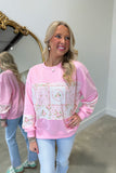 Floral Patchwork Sweatshirt Pink