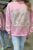 Floral Patchwork Sweatshirt Pink