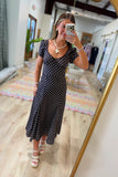 Mattie Polka Dot Long Dress Brown