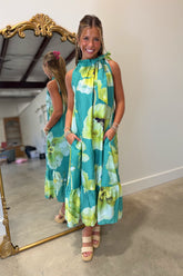 Garden Party Tie Midi Dress Green