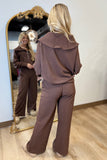 Amelia Ribbed Zip Up Set Brown RESTOCK
