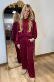 Julia Ribbed Pullover Set Burgundy