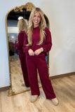 Julia Ribbed Pullover Set Burgundy