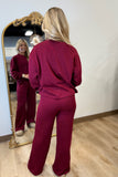 Julia Ribbed Pullover Set Burgundy