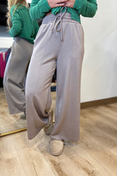 Wide Leg Scuba Pants Taupe