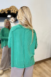 Relaxed Ribbed Long Sleeve Top Green