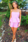 Sweet Escape Strapless Romper Pink