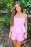 Sweet Escape Strapless Romper Pink