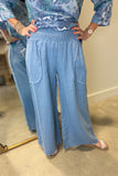 Tempo Paris Smocked Waist Pant Denim