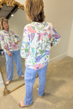 Tempo Paris 2 Button Print Top White