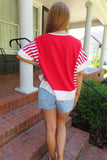 Vintage Flag Striped Top Red