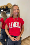 Gameday Boxy Cropped Terry Top Red