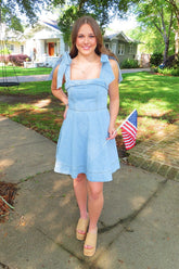 Blue Jean Bow Dress Lt Denim