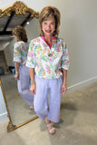 Tempo Paris One Button Blouse White Print