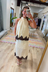 Lively Lace Polka Dot Skirt Set