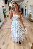 Barefoot Beauty Layered Maxi Dress White Polka Dot