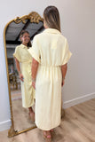 Golden Nectar Shirred Shirt Dress Yellow