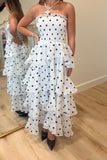 Barefoot Beauty Layered Maxi Dress White Polka Dot
