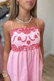 Petal Stitch Embroidered Cami Dress Pink