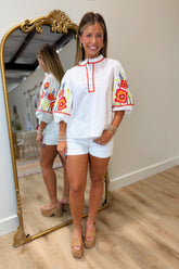 Orchard Electric Puff Sleeve Top White