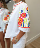 Orchard Electric Puff Sleeve Top White