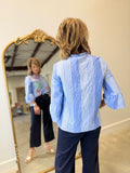 Renuar Embroidered Striped Blouse Blue