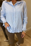 Renuar Ruffle Accent Blouse Blue Combo