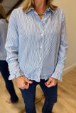Renuar Ruffle Accent Blouse Indigo Combo