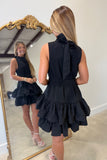 Teresa Ruffle Tiered Mini Dress Black