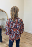 Multiples Elastic S/S Dolman Sleeve Blouse Animal