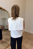 Renuar Sleeveless Faux Scarf Sweater Cream