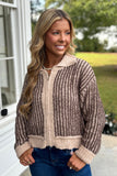 Content and Cozy Brown Striped Zip Jacket