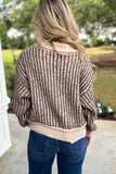Content and Cozy Brown Striped Zip Jacket