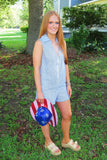 Sweet Land of Stripes Denim Romper