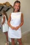 Destination Wedding Draped Neck Dress White