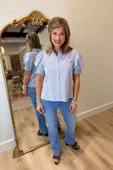 Wavy Stripes Top Blue