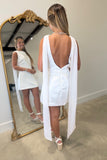Destination Wedding Draped Neck Dress White