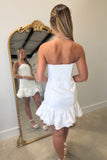 Simple Silhouette Strapless Dress White