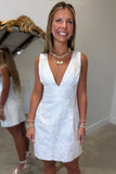 Courthouse Couture V Neck Dress w Bow White